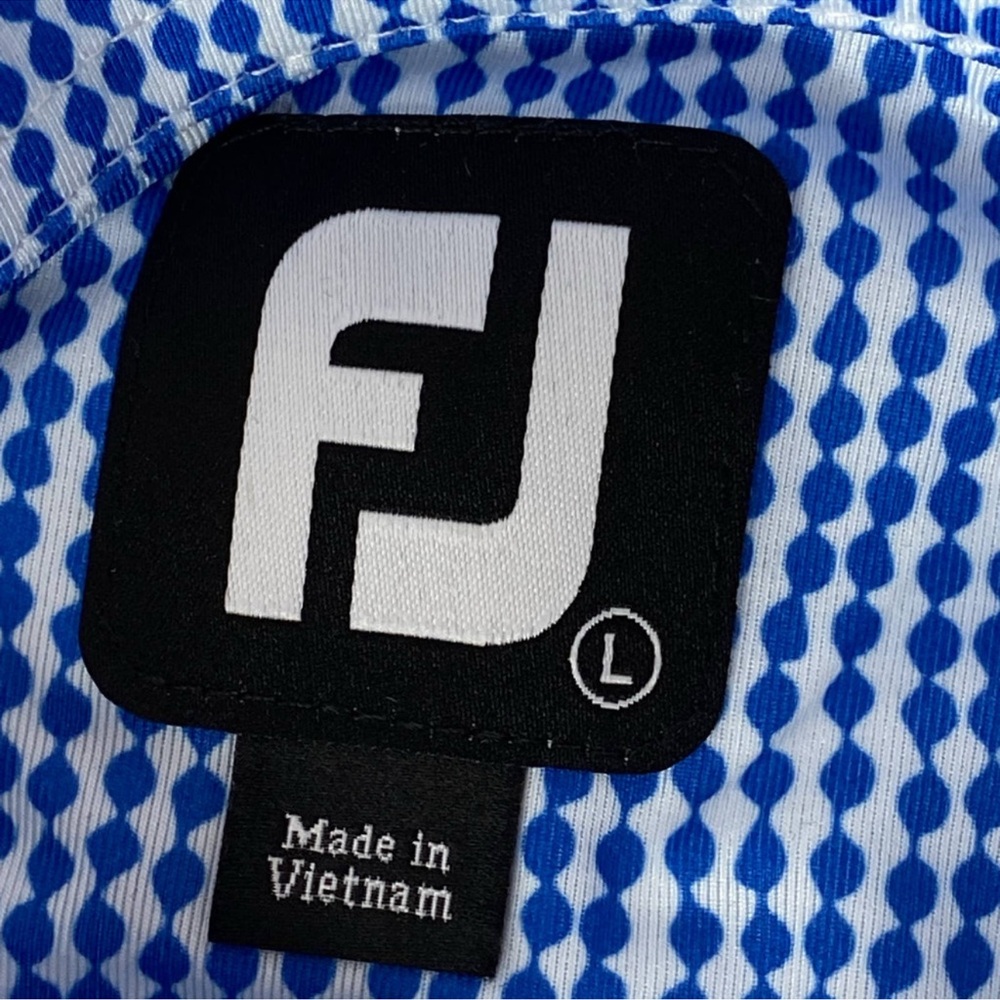 FootJoy Bead Chain Print Lisle Self Collar Polo Men Large NWT Golf Performance - Picture 6 of 12